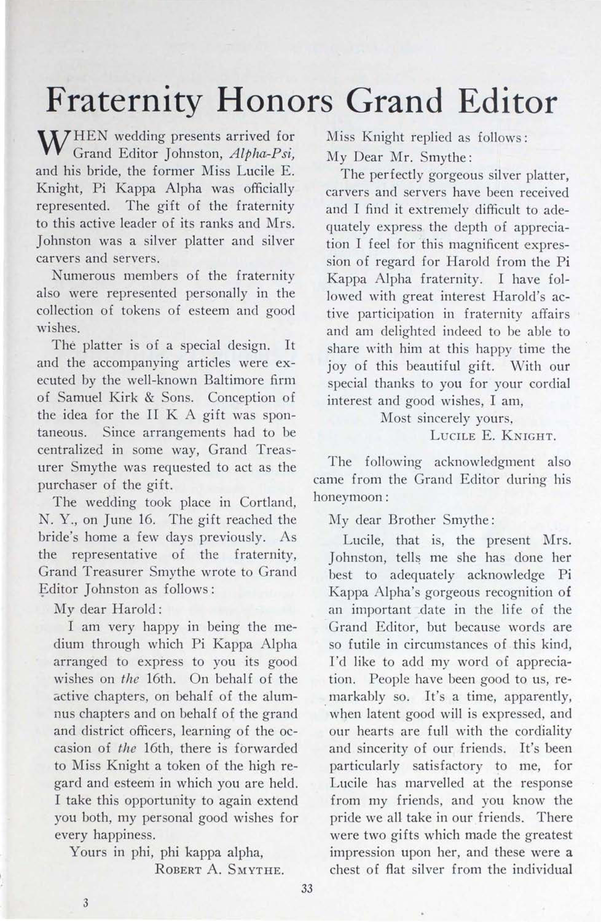 Fraternity Honors Grand Editor